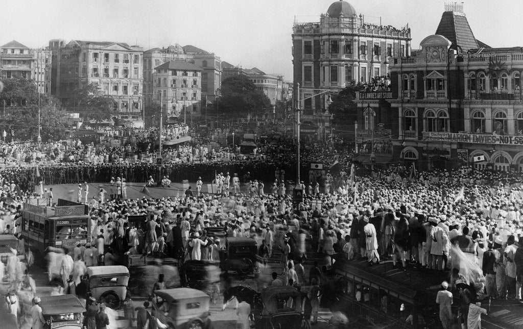 Detail of Bombay Police and Merchants During Street Protest by Anonymous