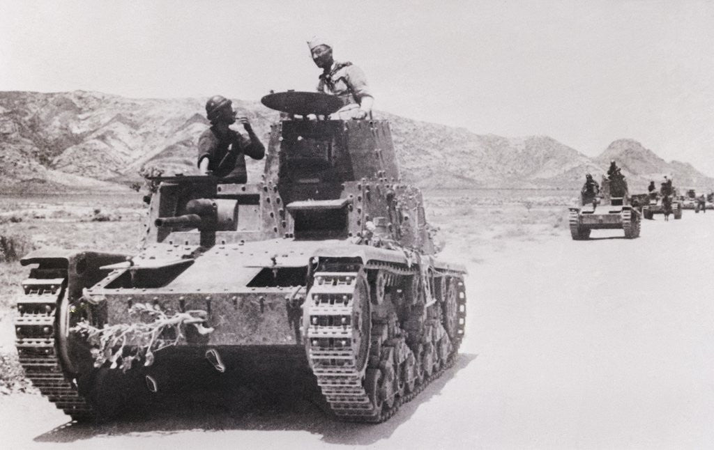 Detail of Italian Tanks Traveling over Somaliland Terrain by Anonymous