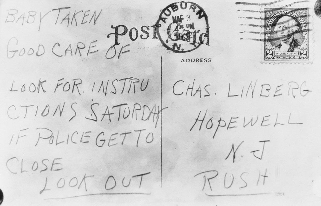 Detail of Postcard Evidence in Lindbergh Trial by Anonymous
