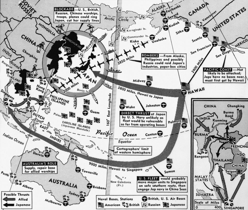Detail of Map of Blockade on Japan by Anonymous