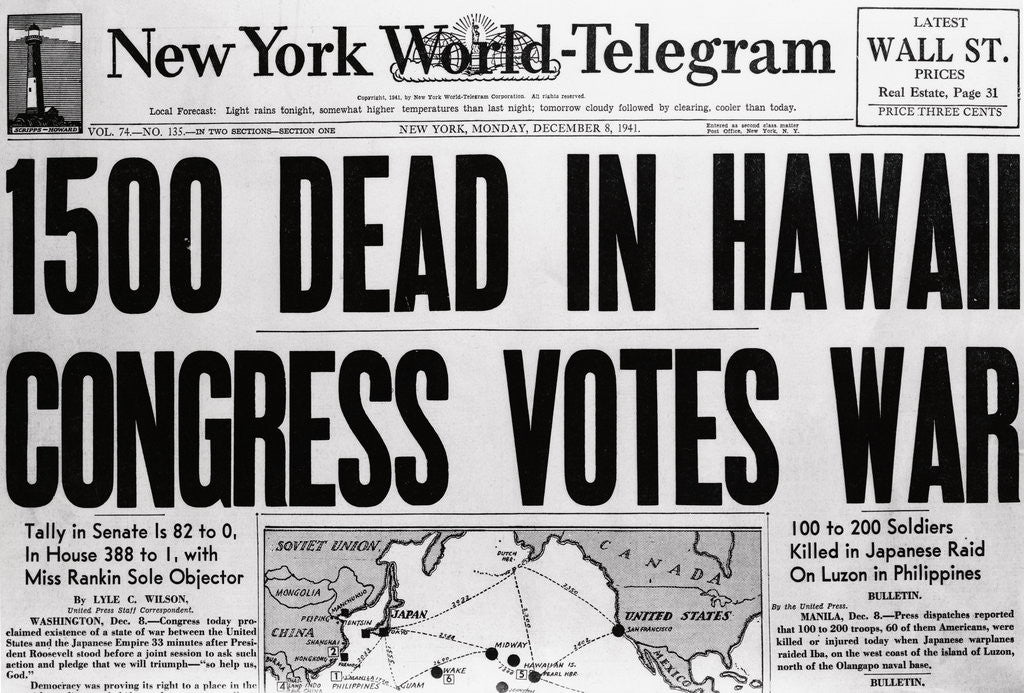 Detail of New York World telegram on War Fatalities in Hawaii by Anonymous