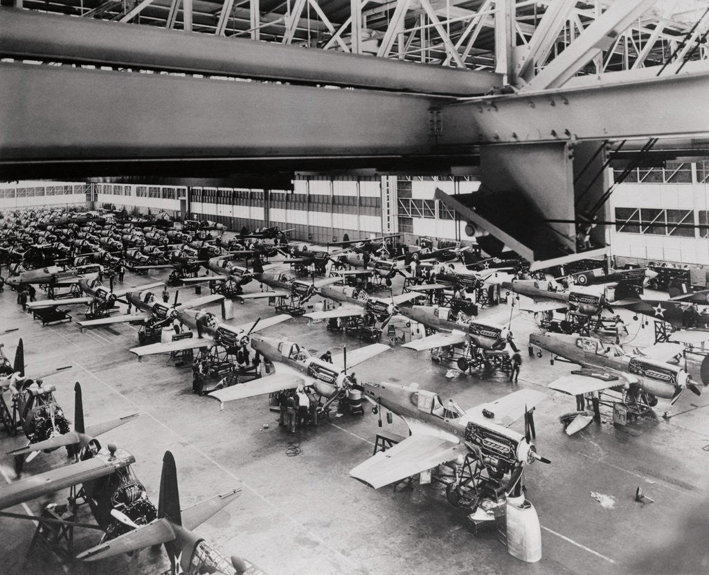 Detail of United States and Great Britain Combat Planes Side by Side by Anonymous