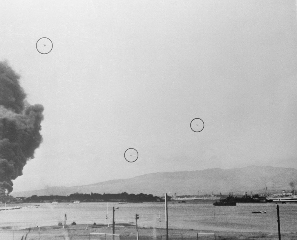 Detail of Japanese Planes Attacking Pearl Harbor by Corbis