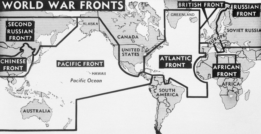 Us Fronts Map of British-U.S. Fronts posters & prints by Anonymous