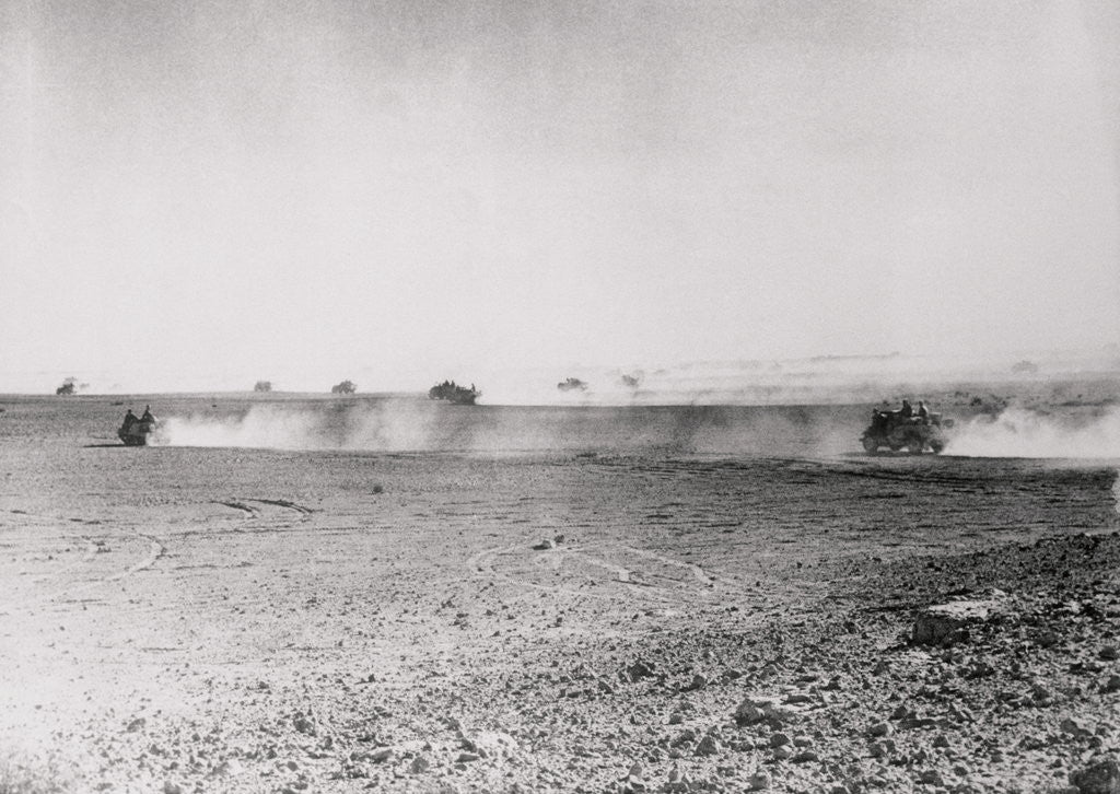 Detail of Distant View of Soldiers Walking to Destination by Anonymous