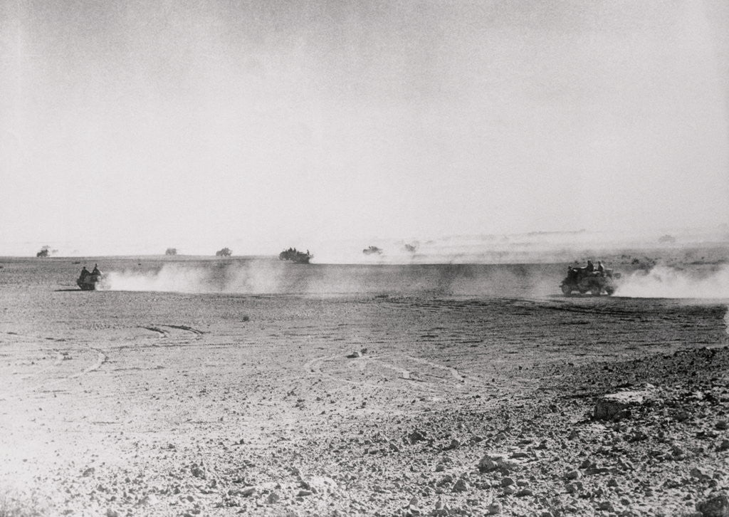 Detail of Distant View of Soldiers Walking to Destination by Corbis
