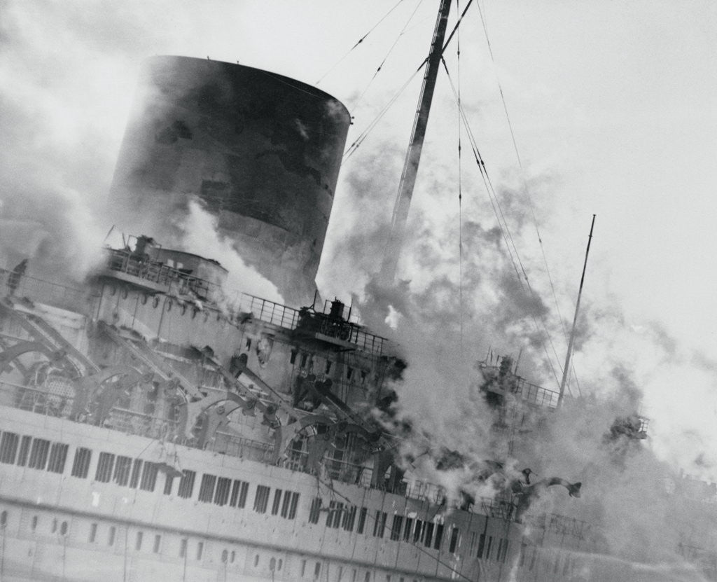Detail of Smoke and Flames Billowing Out From a Ship by Anonymous