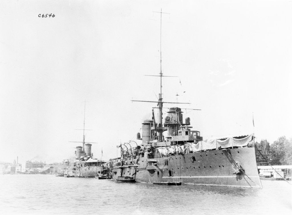 Detail of Battleships in Harbor by Anonymous