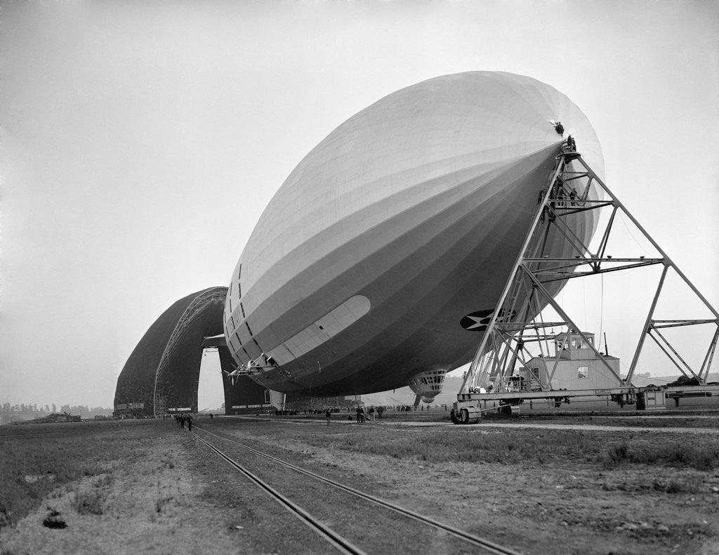 Detail of Dirigible Macon Outside Hangar by Anonymous