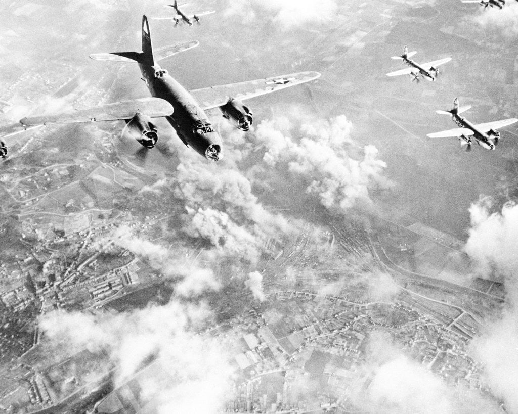 Detail of Martin B-26 Bomber Planes in Flight Over Belgium by Anonymous