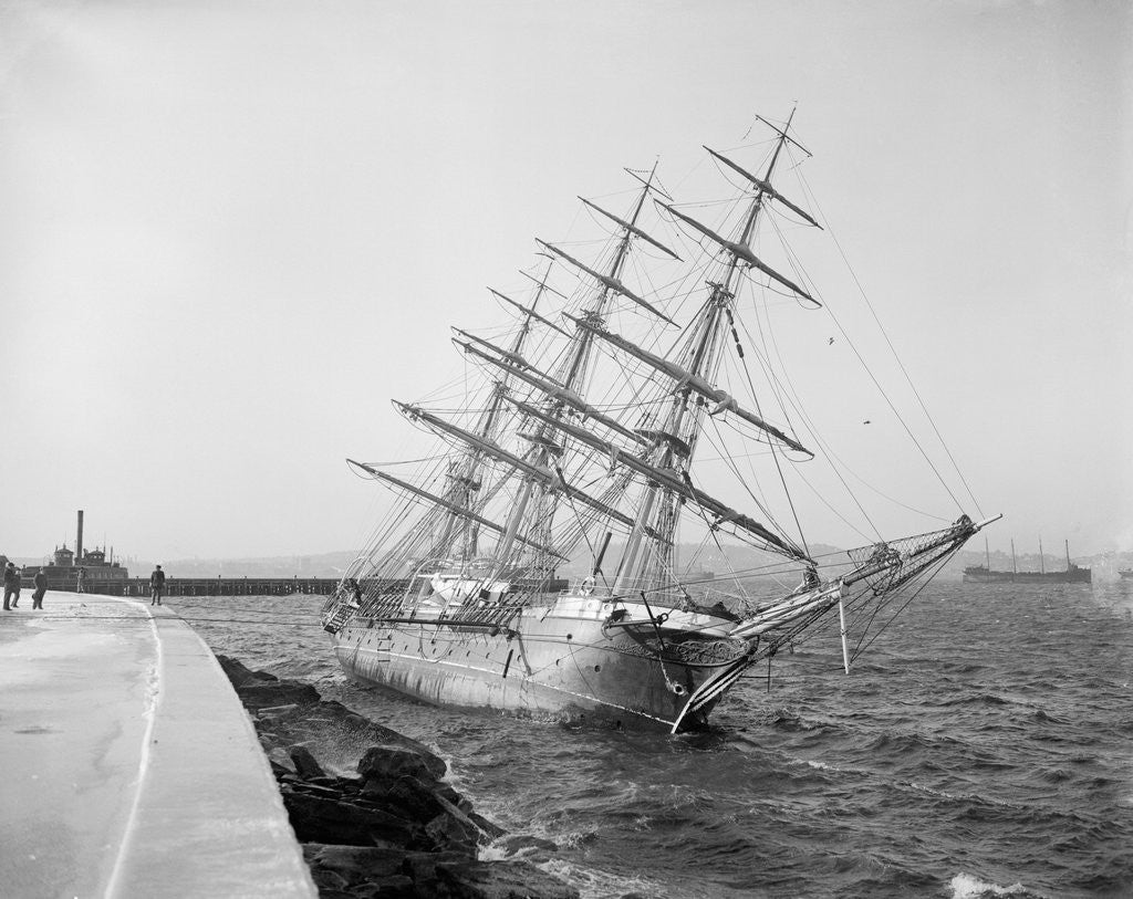 Detail of Sailing Ship Caught on Rocks by Anonymous