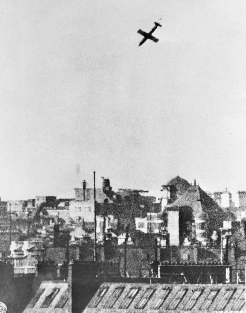 Detail of V-1 German Missile Over English Town 1944 by Anonymous