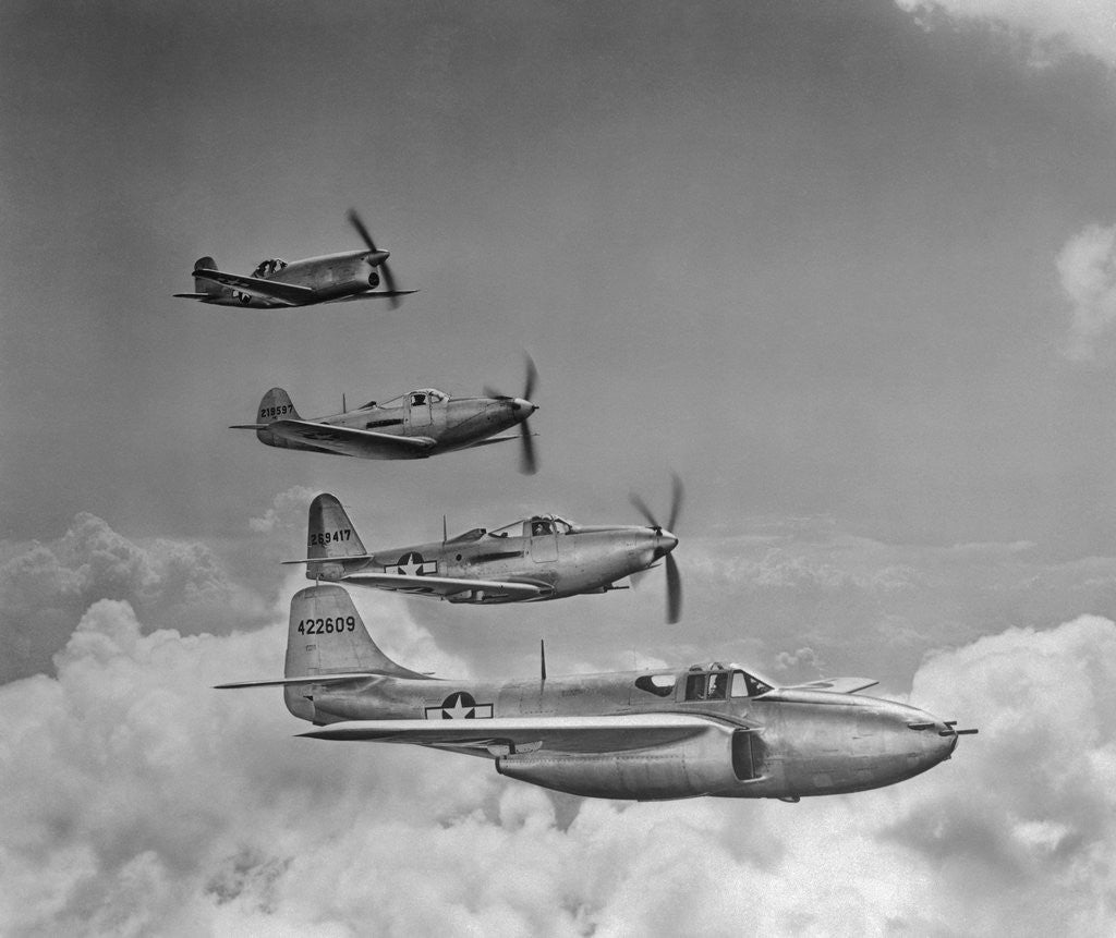 Detail of Four Military Planes in Flight by Anonymous