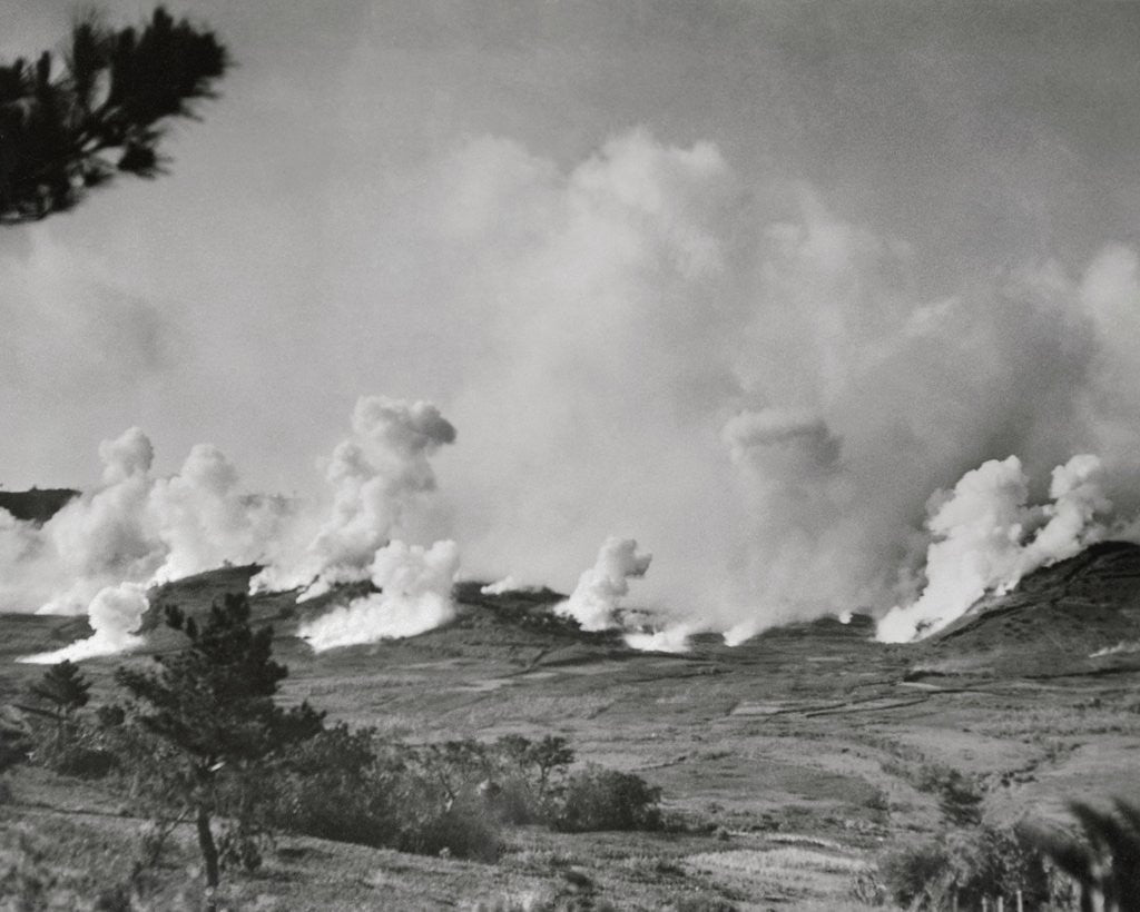 Detail of Smoke Coming from Hillside in Okinawa by Anonymous