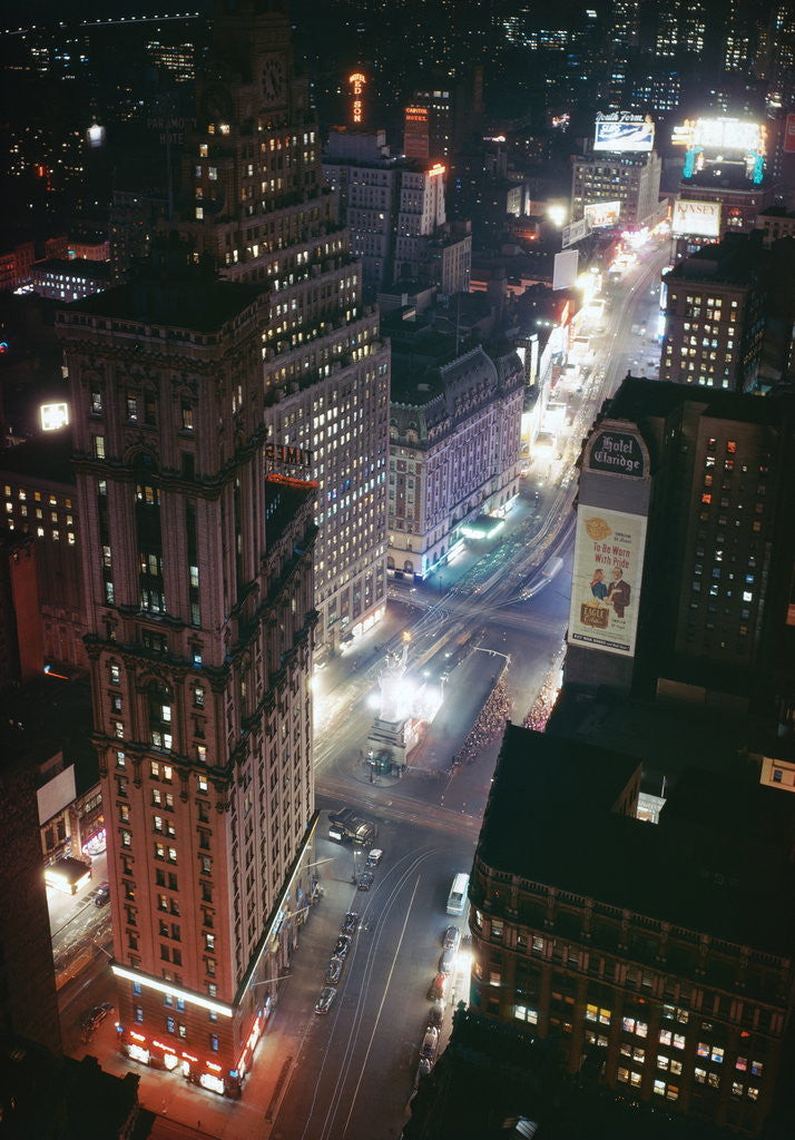 Detail of Times Square and Garment District at Night by Anonymous