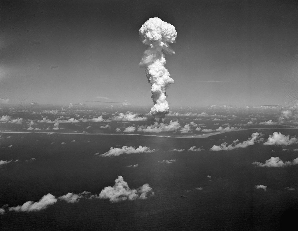 Detail of Atomic Bomb Mushroom Over Bikini Isle by Anonymous