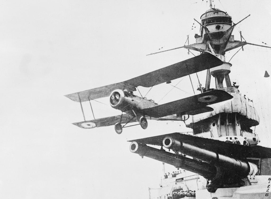 Detail of Biplane Taking off from Aircraft Carrier by Anonymous