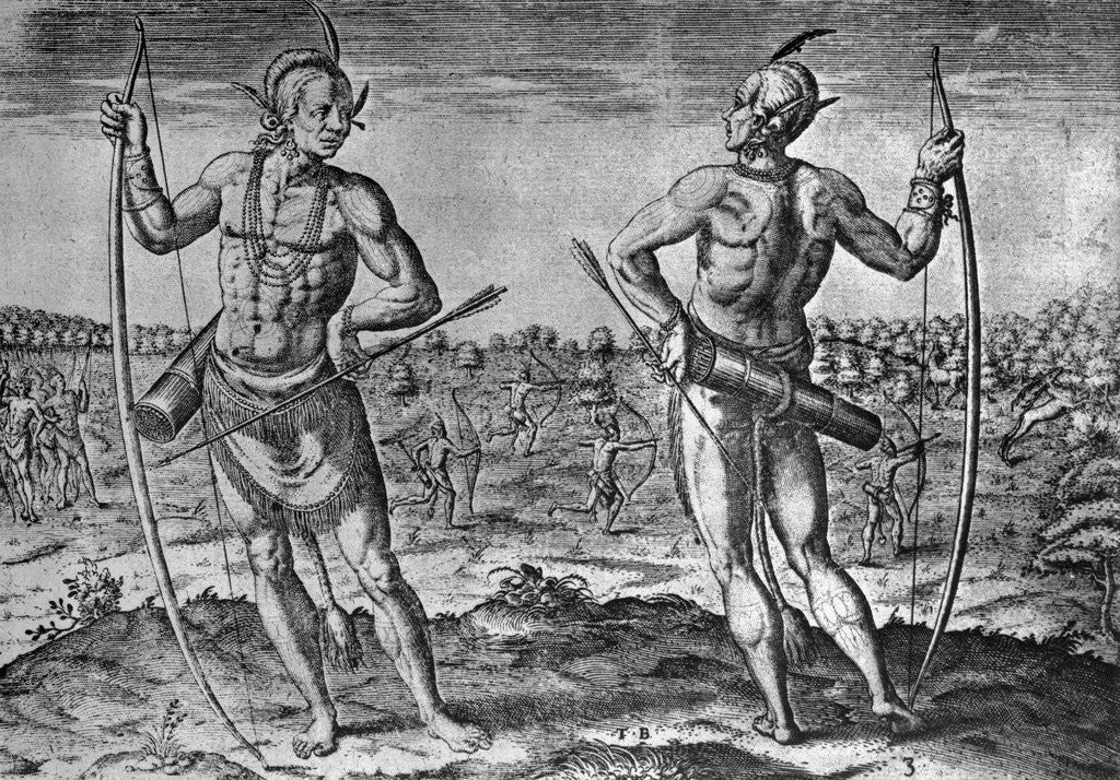 Detail of Engraving by Theodor de Bry After A Weroans or Great Lord of Virginia by John White