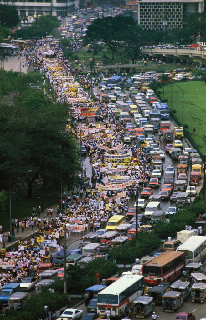 Detail of Protest March in Manila by Corbis
