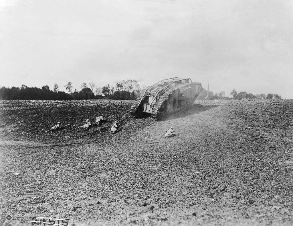 Detail of Soldiers Backing Up Tank by Anonymous