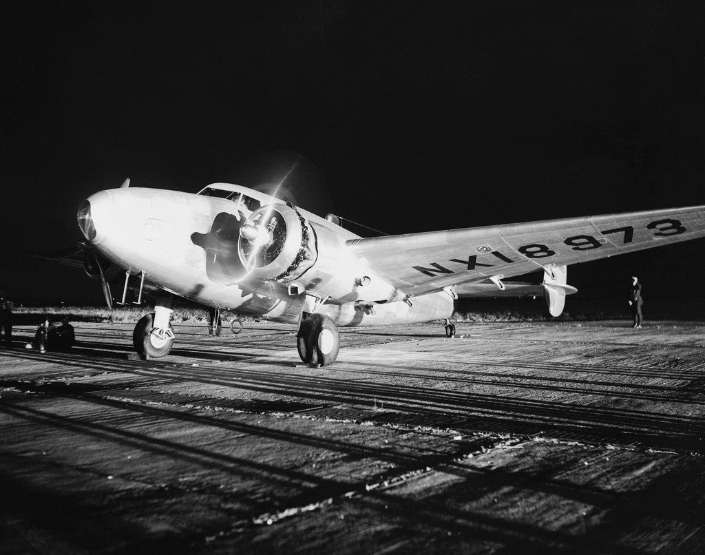 Detail of Howard Hughes Lockheed 14 Super Electra on Runway by Anonymous