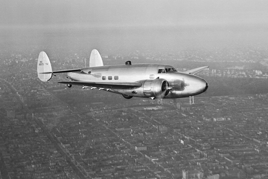 Detail of Howard Hughes' Lockheed 14 Super Electra over New York City by Anonymous