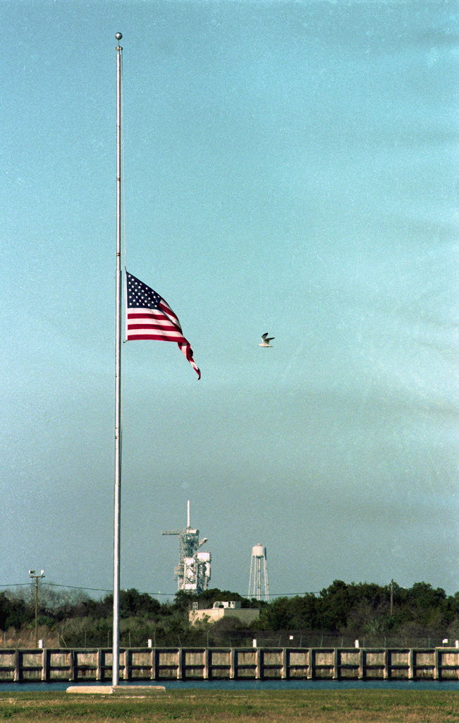 Detail of Space Center Lowering Flag by Anonymous