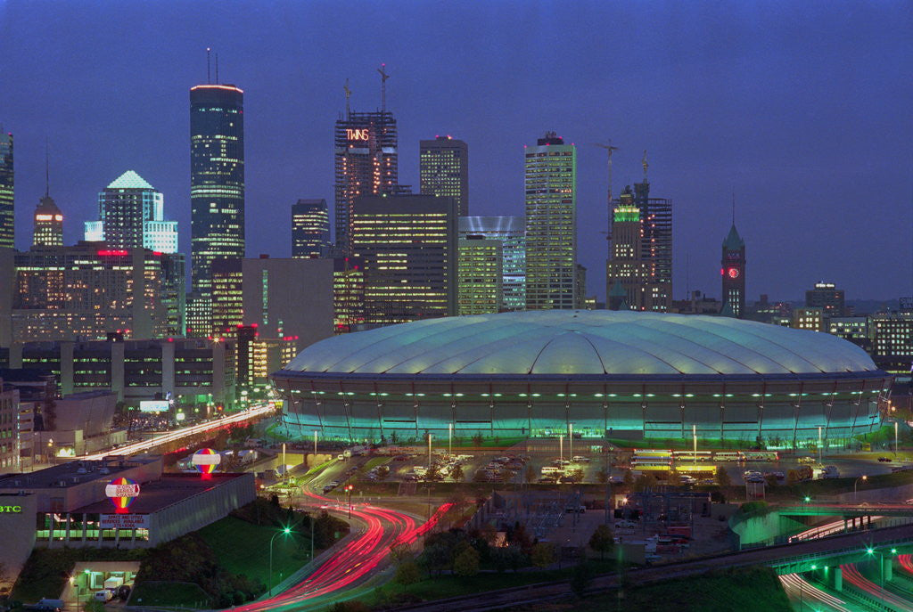 Detail of Aerial View of the Minneapolis Metrodome Before World Series by Anonymous