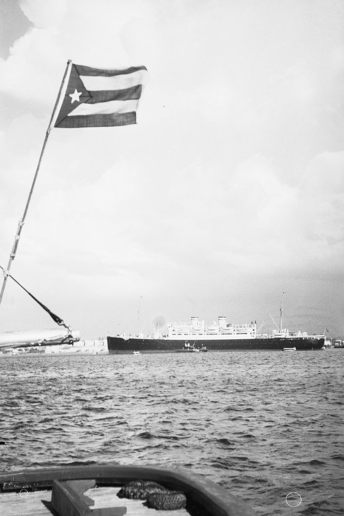 Detail of Ship Anchored at Shore by Anonymous