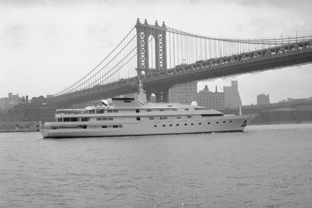 Detail of Yacht Sailing Beneath Bridge by Anonymous