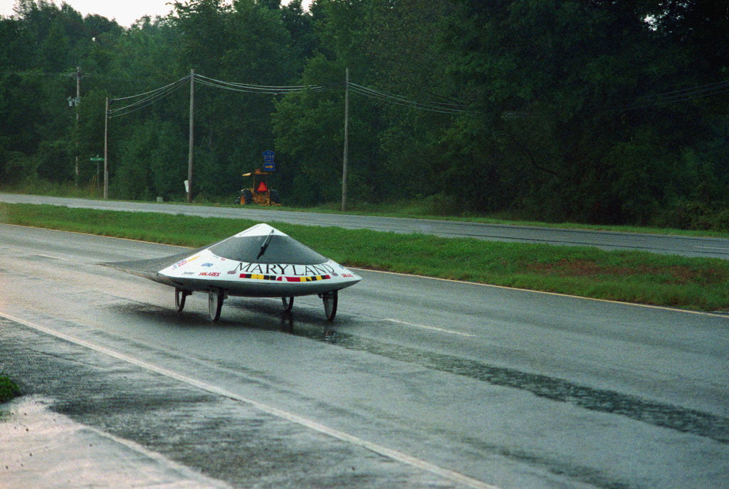 Detail of Solar Powered Automobile Stopping in Rain Storm by Anonymous