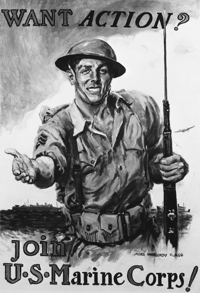 Detail of Poster Advertising U.S Marines Corps Recruits by Corbis