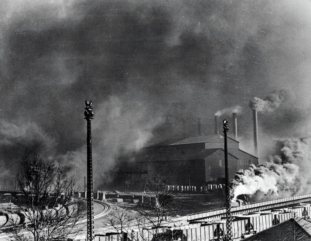 Detail of View of Steel Plant with Smoke Fumes by Anonymous