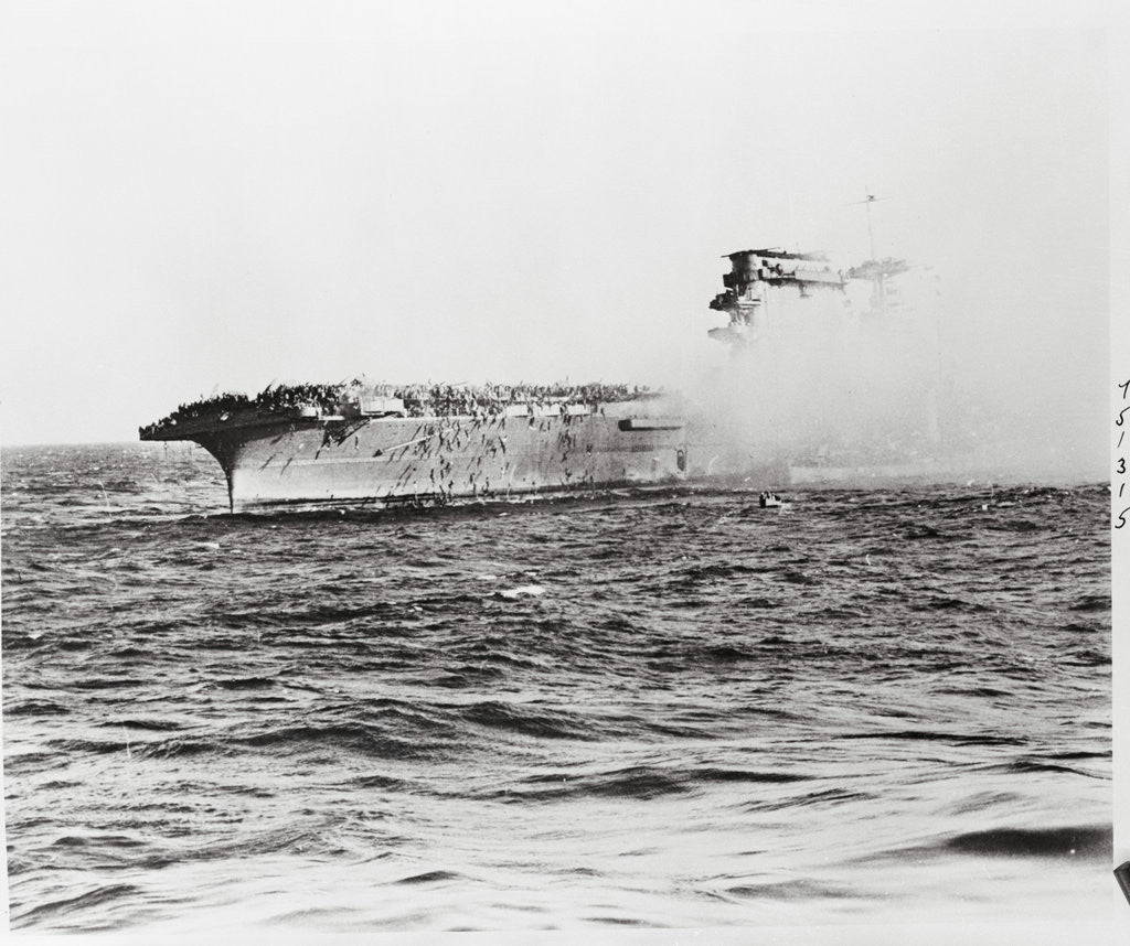 Detail of USS Lexington's Crew Diving into Sea by Anonymous