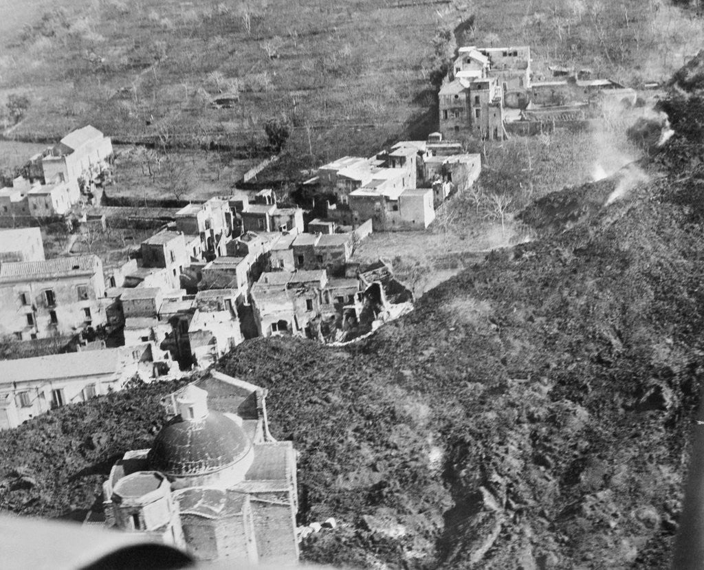 Detail of Aerial View of Town During Mt Vesuvius Eruption by Anonymous