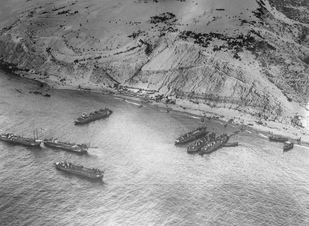 Detail of Aerial View of Military Ships by Anonymous