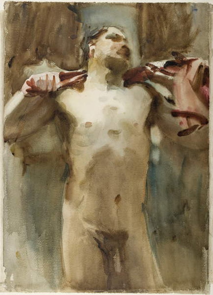 Detail of Study of a Male Nude Figure by John Singer Sargent