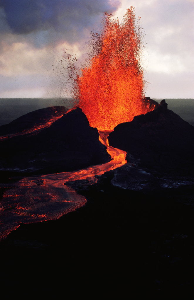 Detail of Puu Oo Crater Erupting by Anonymous