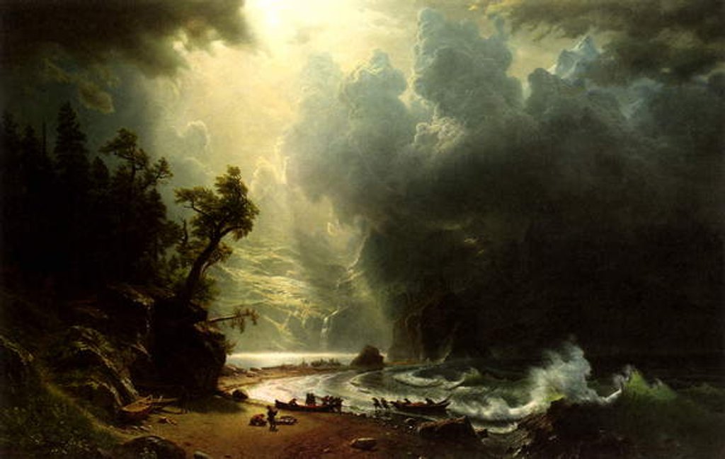 Detail of Puget Sound on the Pacific Coast, 1870 by Albert Bierstadt