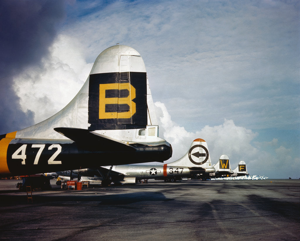 Detail of Four Super Fortress Airplanes on Airstrip by Anonymous