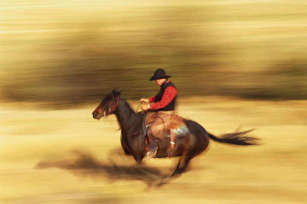 Detail of Cowboy on Galloping Horse by Anonymous