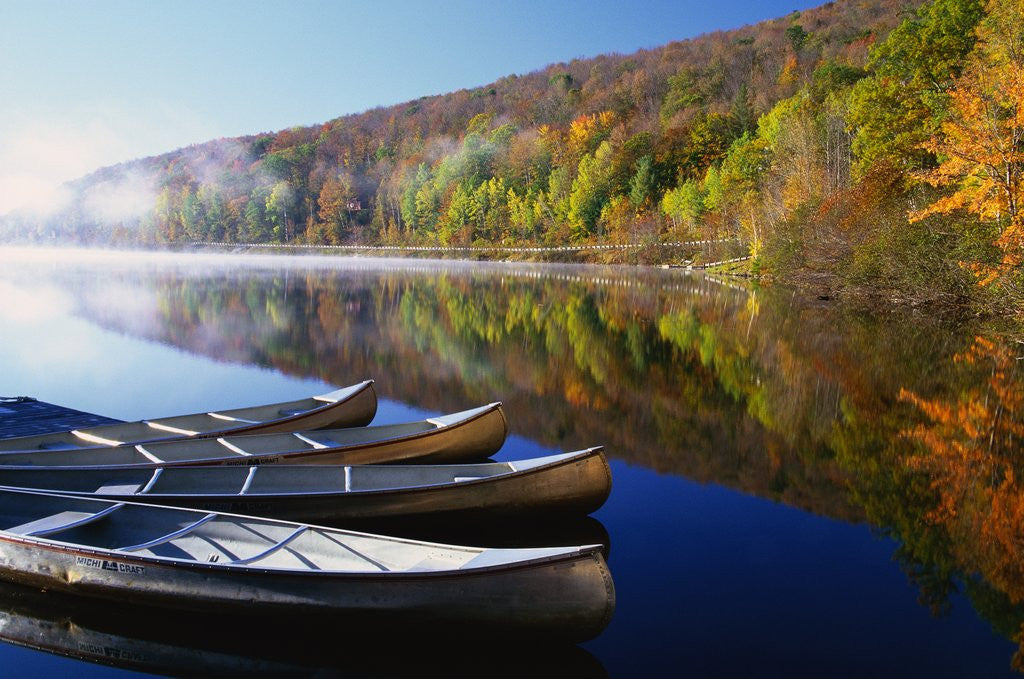 Detail of Canoes on a Rural Lake by Anonymous