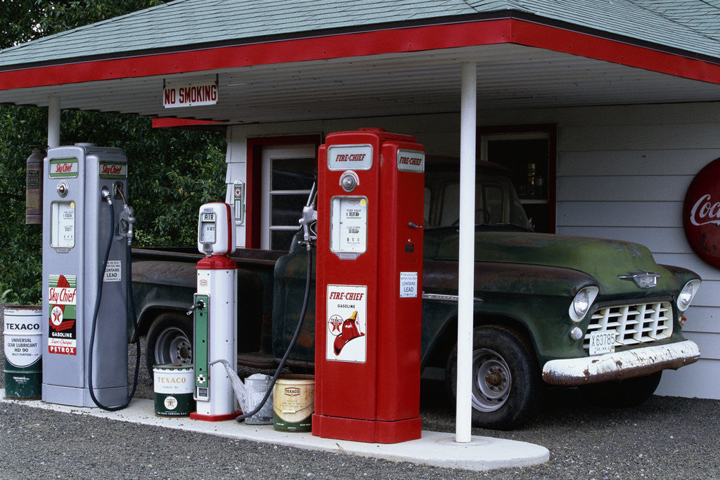 Detail of Reproduction Texaco Gas Station and Chevrolet Pickup by Anonymous