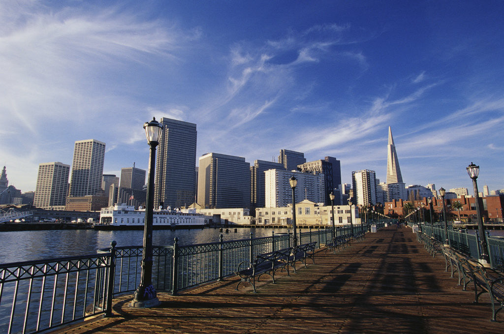 Detail of Pier 7 and San Francisco Skyline by Corbis