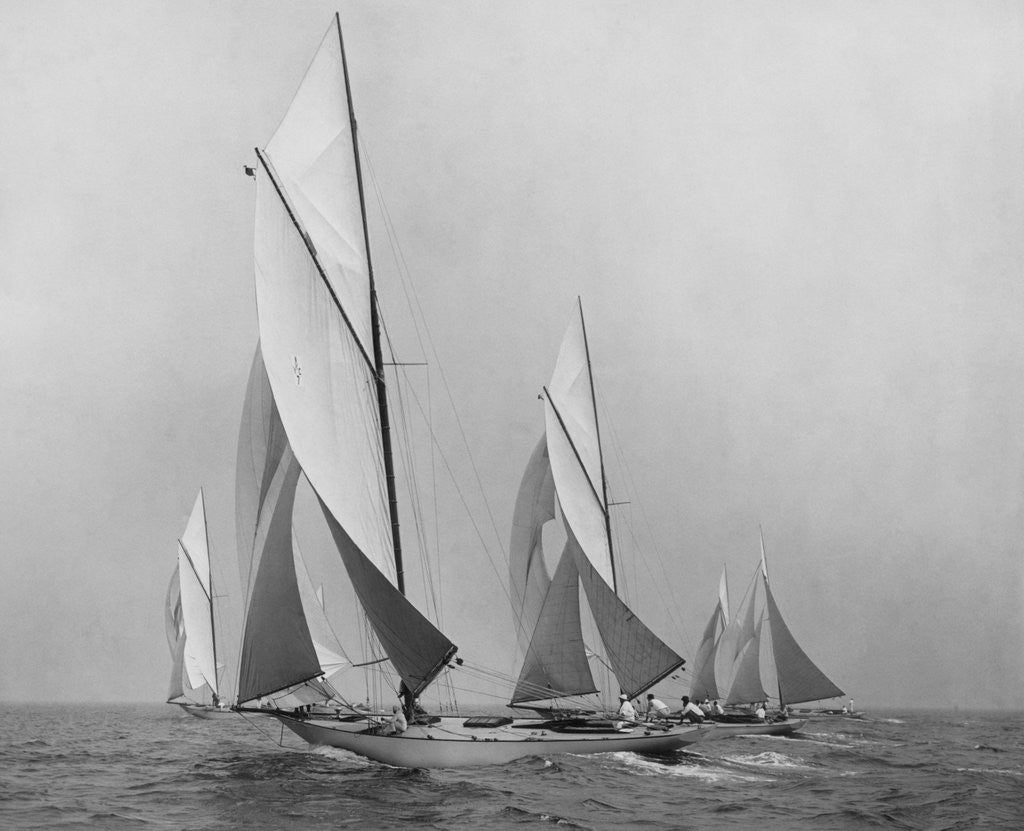 Detail of Saliboats Sailing Downwind by Corbis