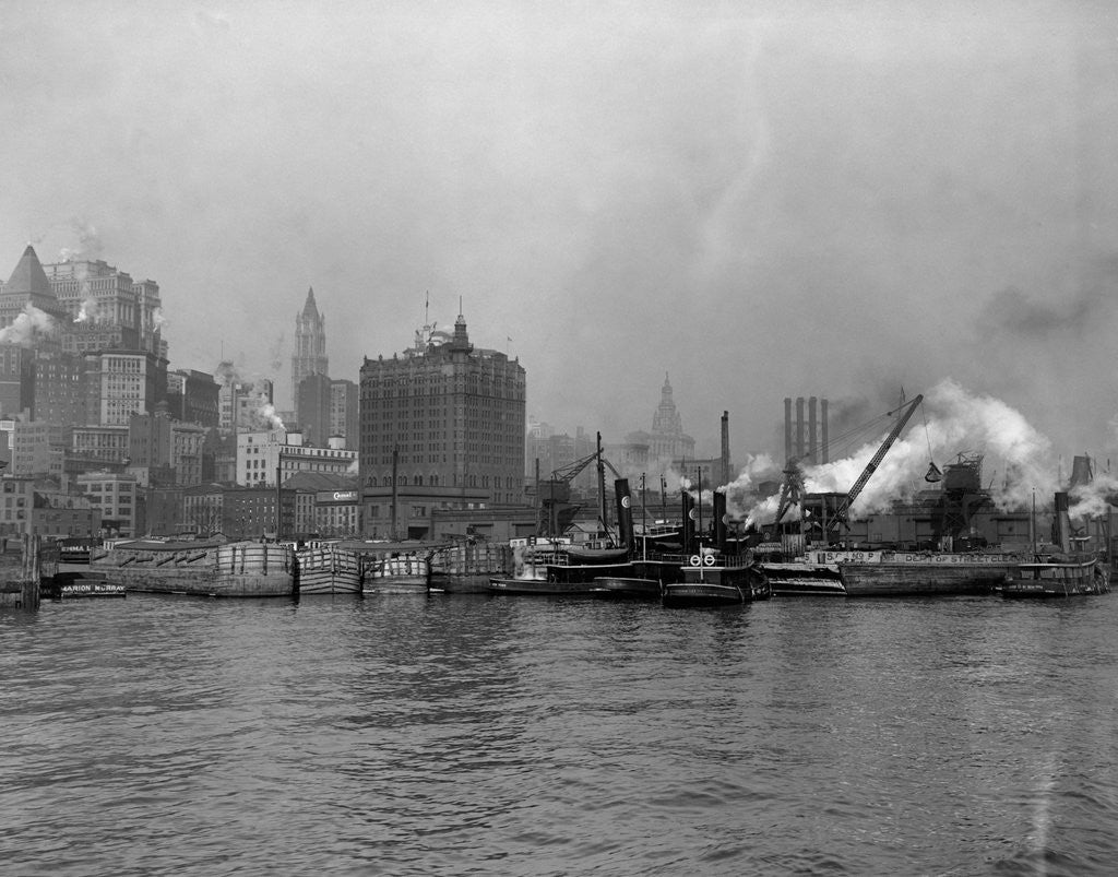 Detail of Tugboats in the New York Harbor by Anonymous