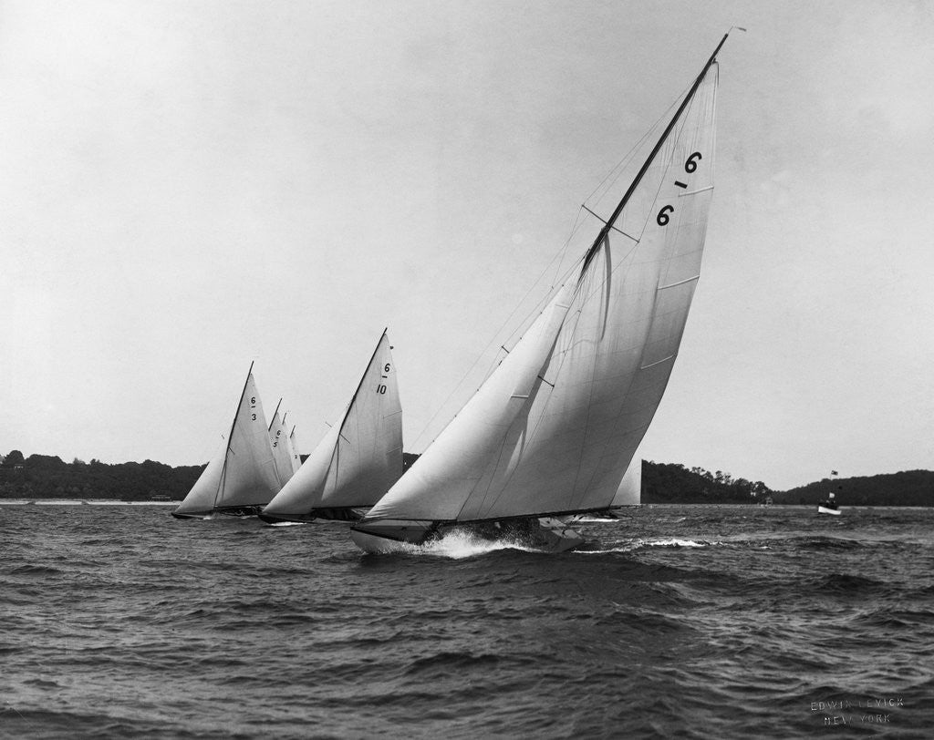 Detail of Yachts Participate in a Six Meter Race by Corbis