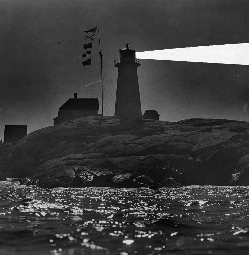Detail of Peggys Cove Lighthouse at Night by Anonymous