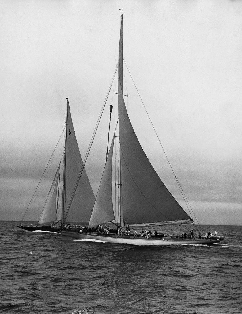 Detail of Two Sailboats at the Start of the America's Cup by Anonymous