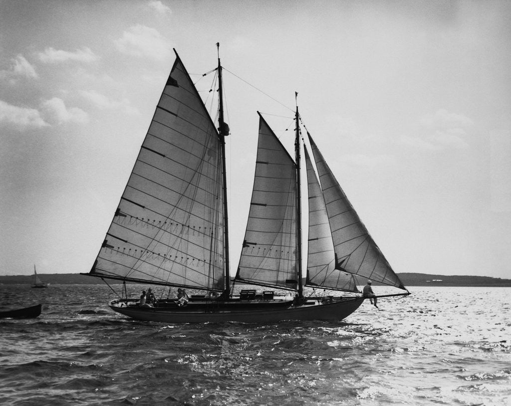 Detail of Auxiliary Schooner with Full Sails by Corbis